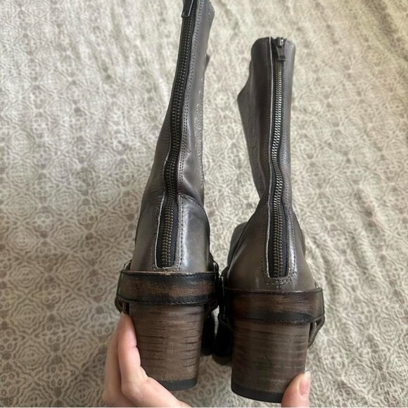 Freebird Shawna Gray Taupe Harness Western Moto Boots 9 - Picture 7 of 9